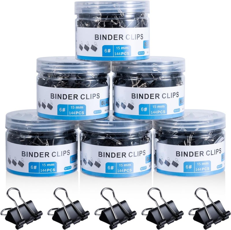 EFOK Small Binder Clips Bulk 864 PCS - Mini Binder Clips 15mm Paper Clip 5/8 Inch Paper Clamps, Micro Black Metal Binding Paperwork Clamp, School Teachers Office Supplies - Image 1